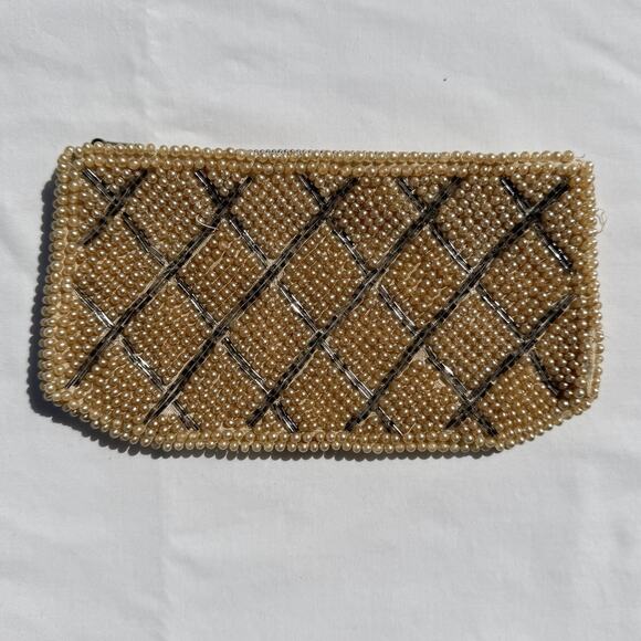 N.K.K. Handbags - Japanese Faux Pearl Beaded Pouch Bag N.K.K. Ivory Small